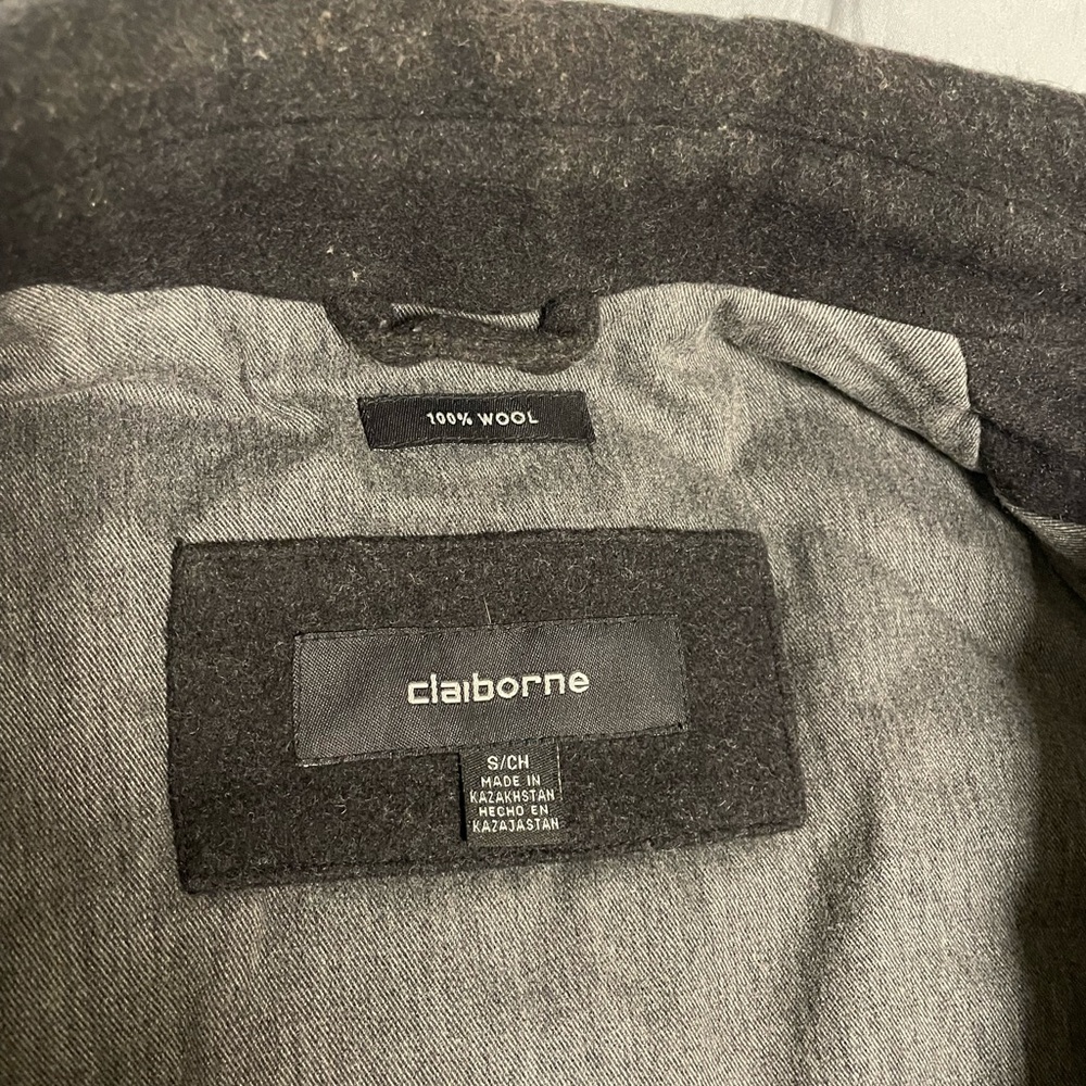 Claiborne 100% Wool Car Coat size Small Charcoal Gray - Picture 3 of 11